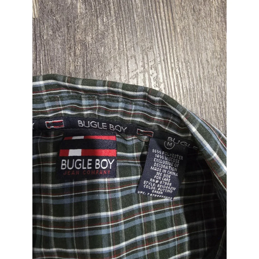 Vintage Bugle Boy Button Up Green Shirt Men's Size Medium - Picture 2 of 8